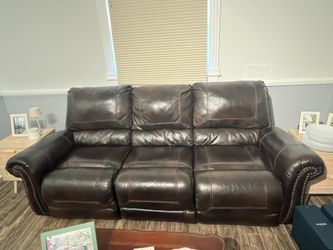 Brown Leather Sofa – 3 Seat – Excellent Condition