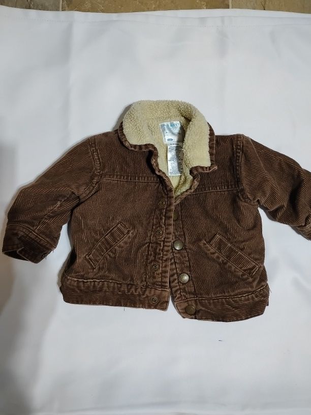 Old Navy - Toddler Brown Corduroy Sherpa Jacket Size 6-12 Months #A35