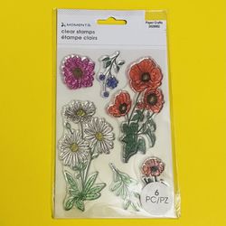 Pretty 6pc Flower Stamps