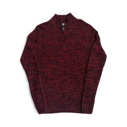 Carbon Quarter Zip Sweater men’s Small red Cotton