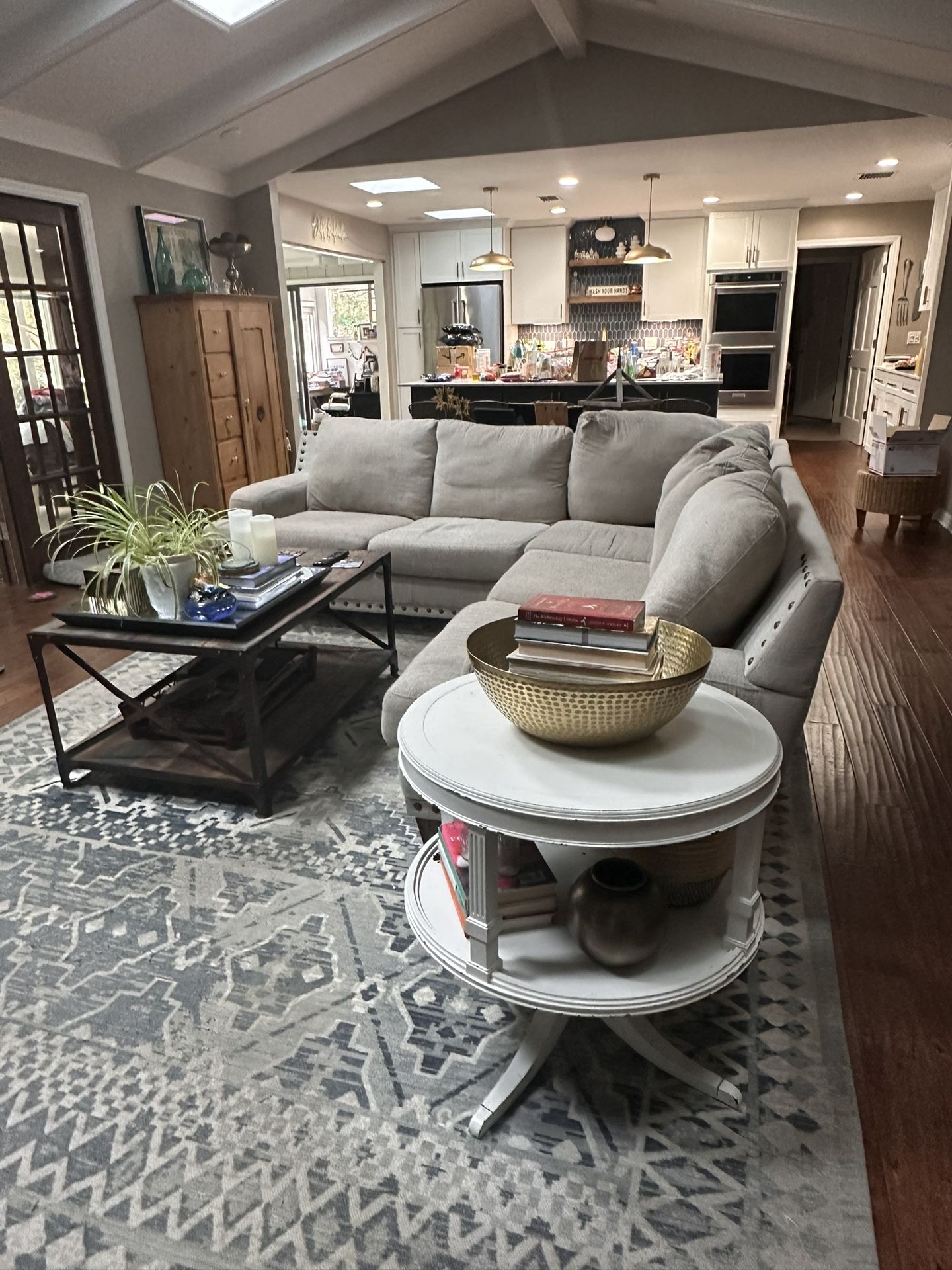 Circular Slightly Distressed Farmhouse Side Table