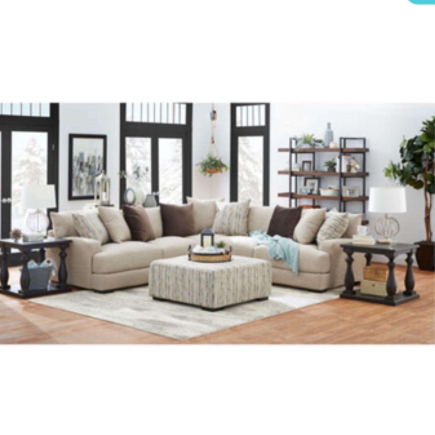 Sectional Three Piece With Ottoman