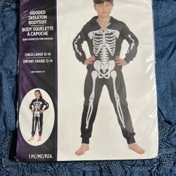 Hooded Skeleton Bodysuit Size 12-14