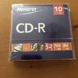 Memorex CD-R - 52X, 700 Mb,80 Min - 10 Pack NEW sealed