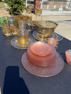 Pink depression glass
