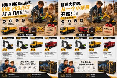 Huina RC Construction Toys – Excavator, Dump Truck & Fire Truck – Gift Ready