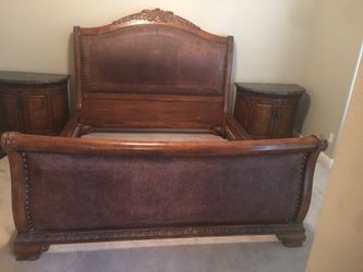 Beautiful Marble and Leather king size Bedroom Set
