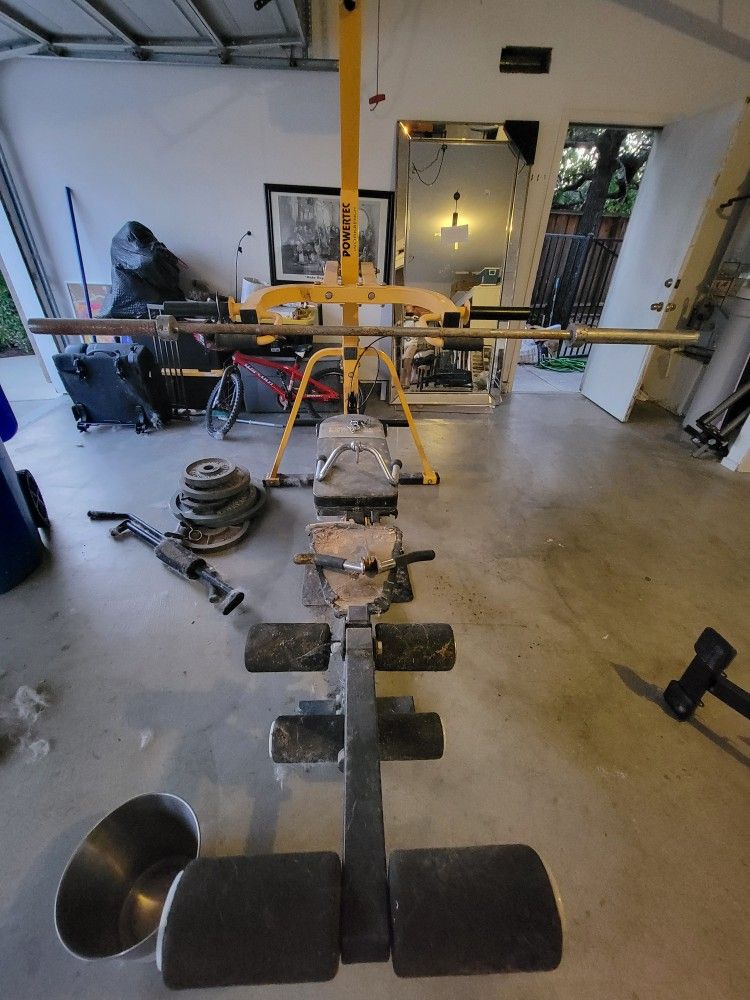 Old Workout Machine. Bar Bell. Weights. Machine.