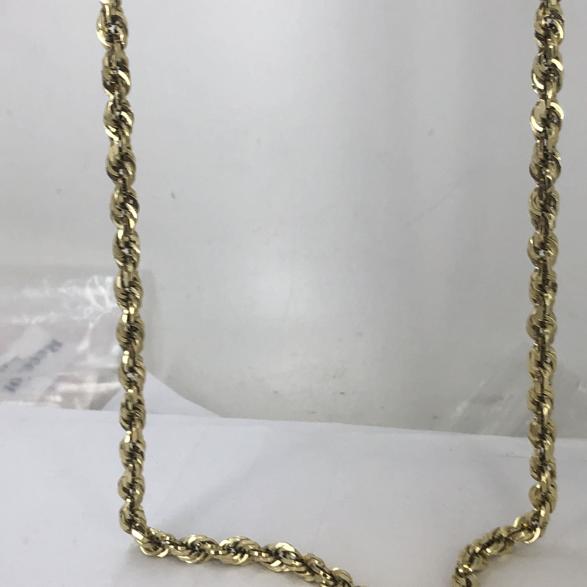14k Yellow Gold Rope Necklace 24” 