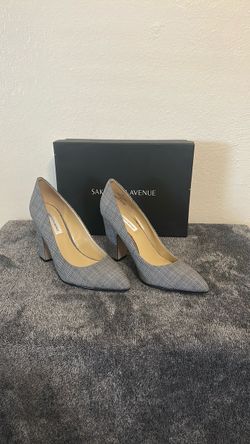 Saks Fifth Avenue Plaid Block Heel Pumps