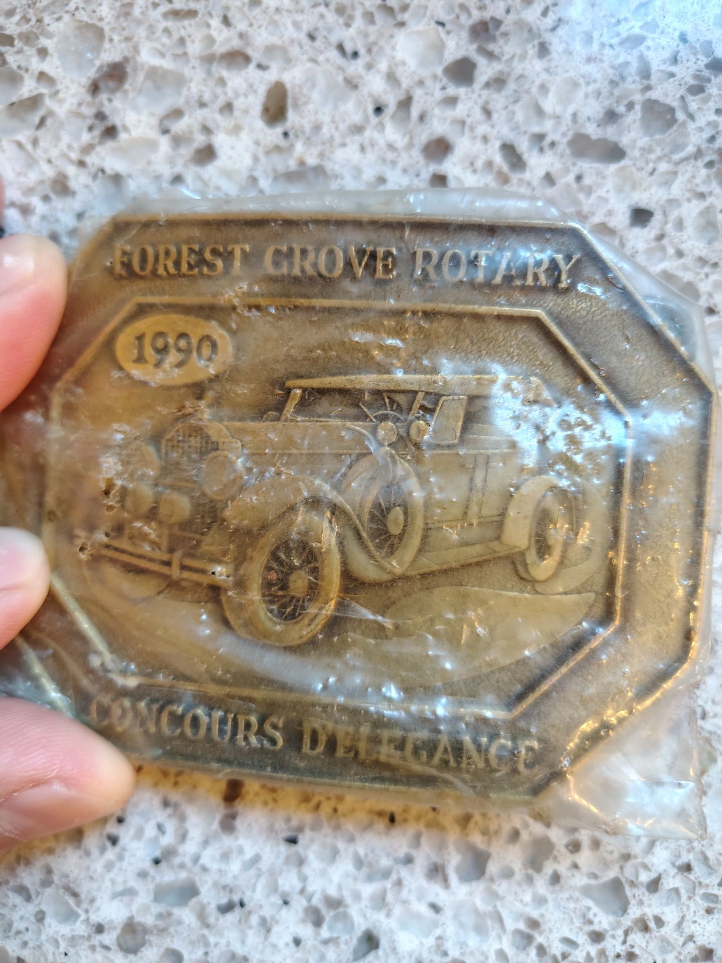 New 1990 Forest Grove Rotary Concours D'Elegance Brass Belt Buckle