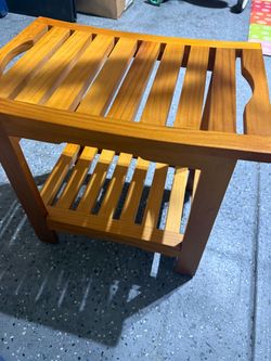 Teak Wood Shower Bench with Bottom Shelf