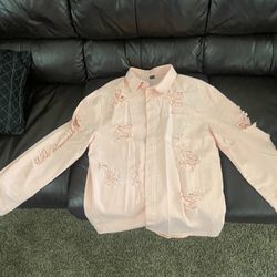 Distressed Button up Soft denim shirt