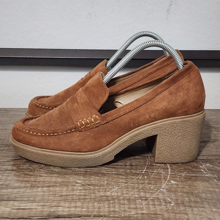 Torrid Chunky Heel Suede Penny Loafers Women's Shoes Size 9