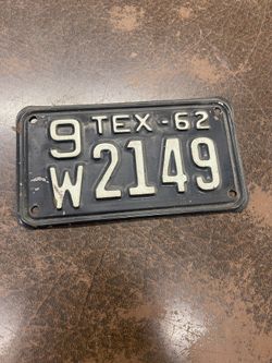 1962 Texas Motorcycle License Plate