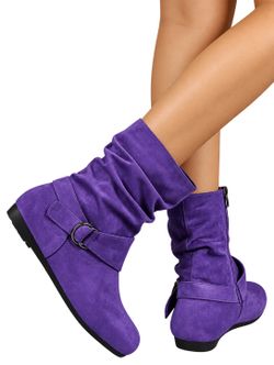 Equity Estate Voltage Velvet Purple Faux Suede Ankle Boots Womenโs Size 7