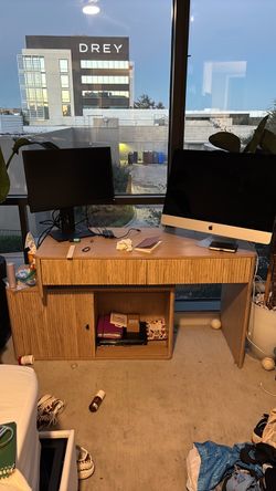 Wood Corner Desk with Storage