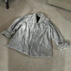 Vintage Silver Faux Fur Coat