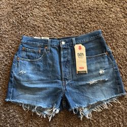 Levi's 501 High Rise Blue Denim Shorts
