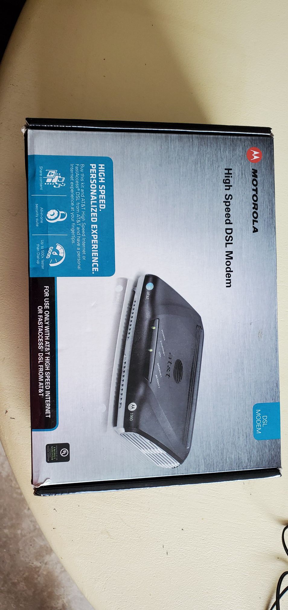MOTOROLA 3360 HIGH SPEED DSL MODEM (FOR USE ONLY WITH AT&T INTERNET)