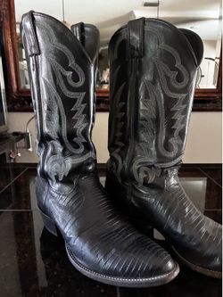 Men’s Dan Post black lizard leather western cowboy boots 11d made in the USA