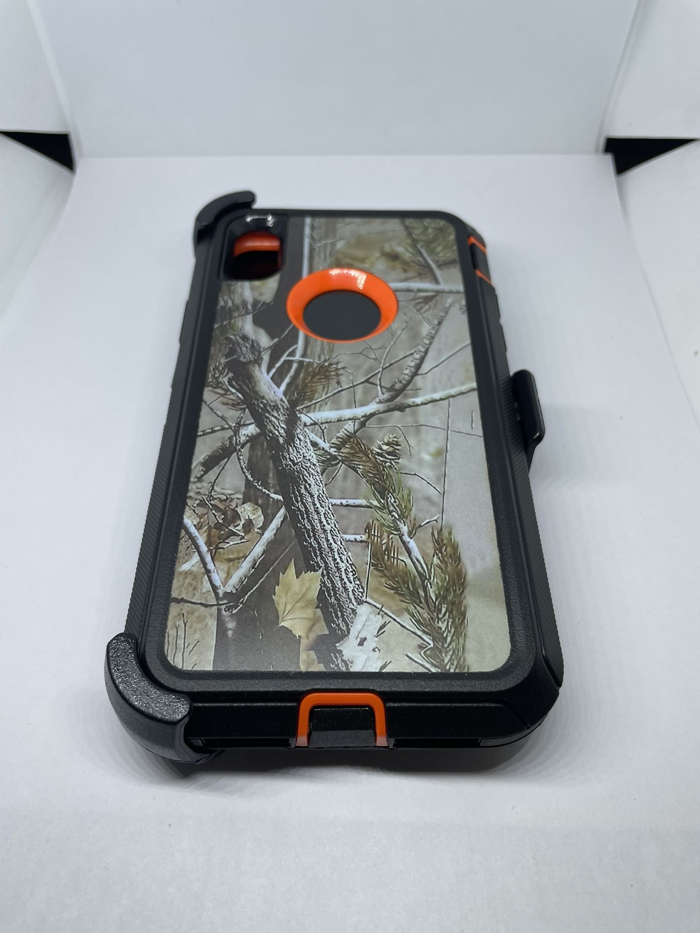 For iPhone Xr Orange Tree Camouflage Belt Clip Case 