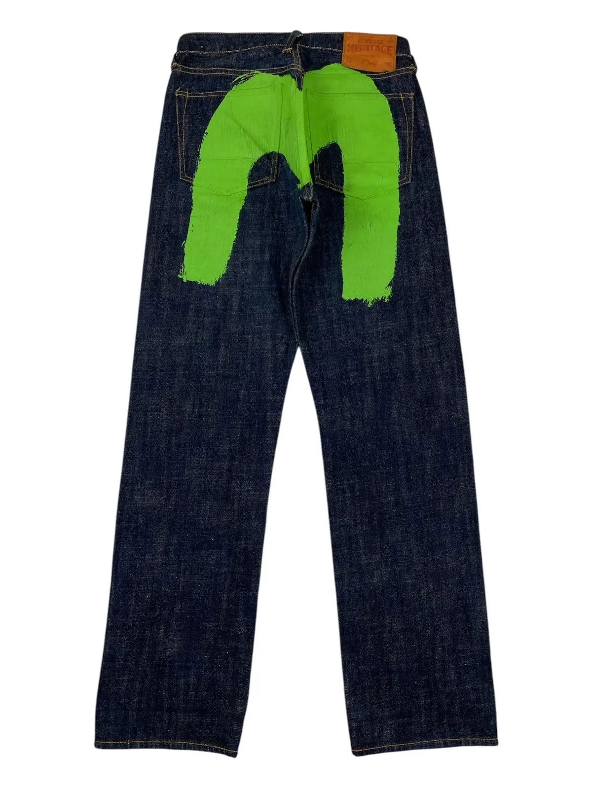 heritage green Diacock Tiger Evisu jeans