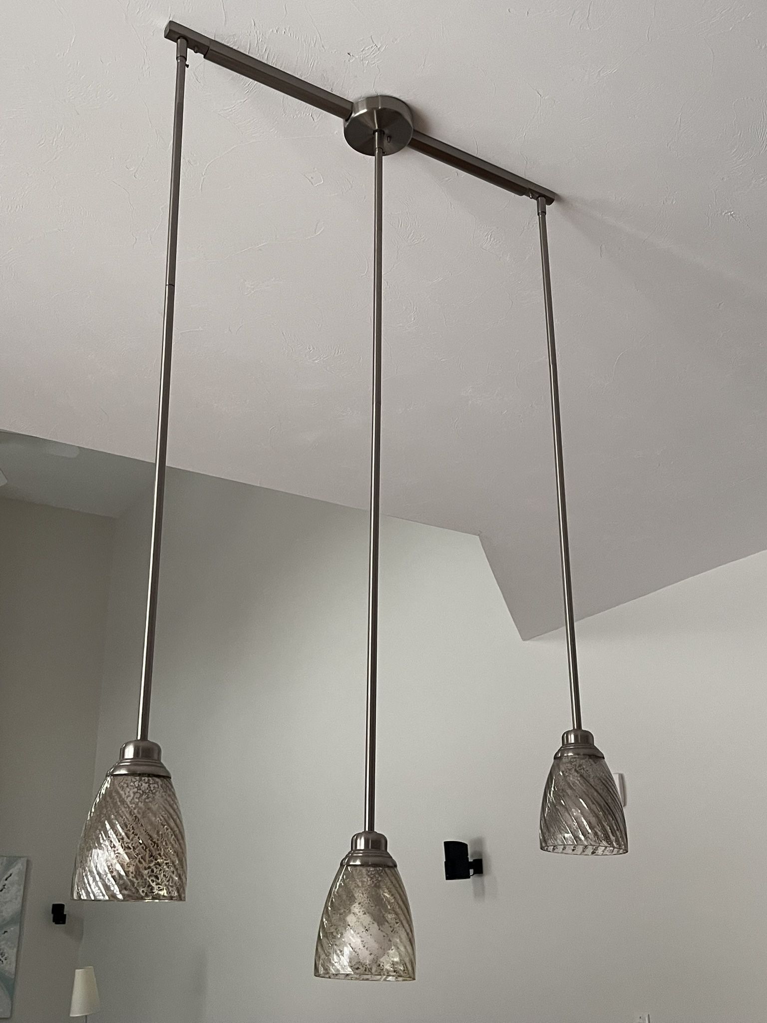 Modern 3-Light Pendant Fixture – Brushed Nickel with Glass Shades