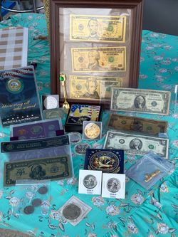 Tons of vintage auction coins bills currency
