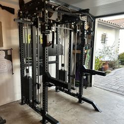 PRO SERIES Ultimate 3-1 Half Rack Functional Trainer w/Smith Machine Bar | 400lb Stack | Gym Equipment | Fitness | Commercial | Squat Rack 