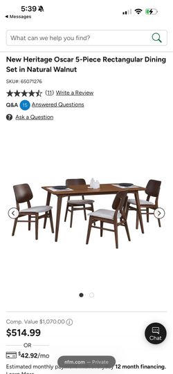 Wooden dinner table with set of 4 chairs