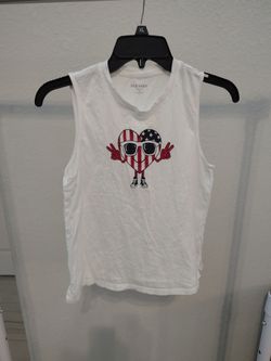 Old Navy White tank top with heart USA flag, women, size XS