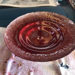 Red Pedestal platter…$3.00