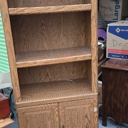 2 piece Solid Wood Bookshelfs With Cabinet.