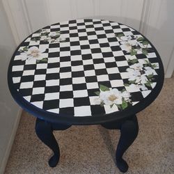 Accent Table Floral Design Black occasional Table