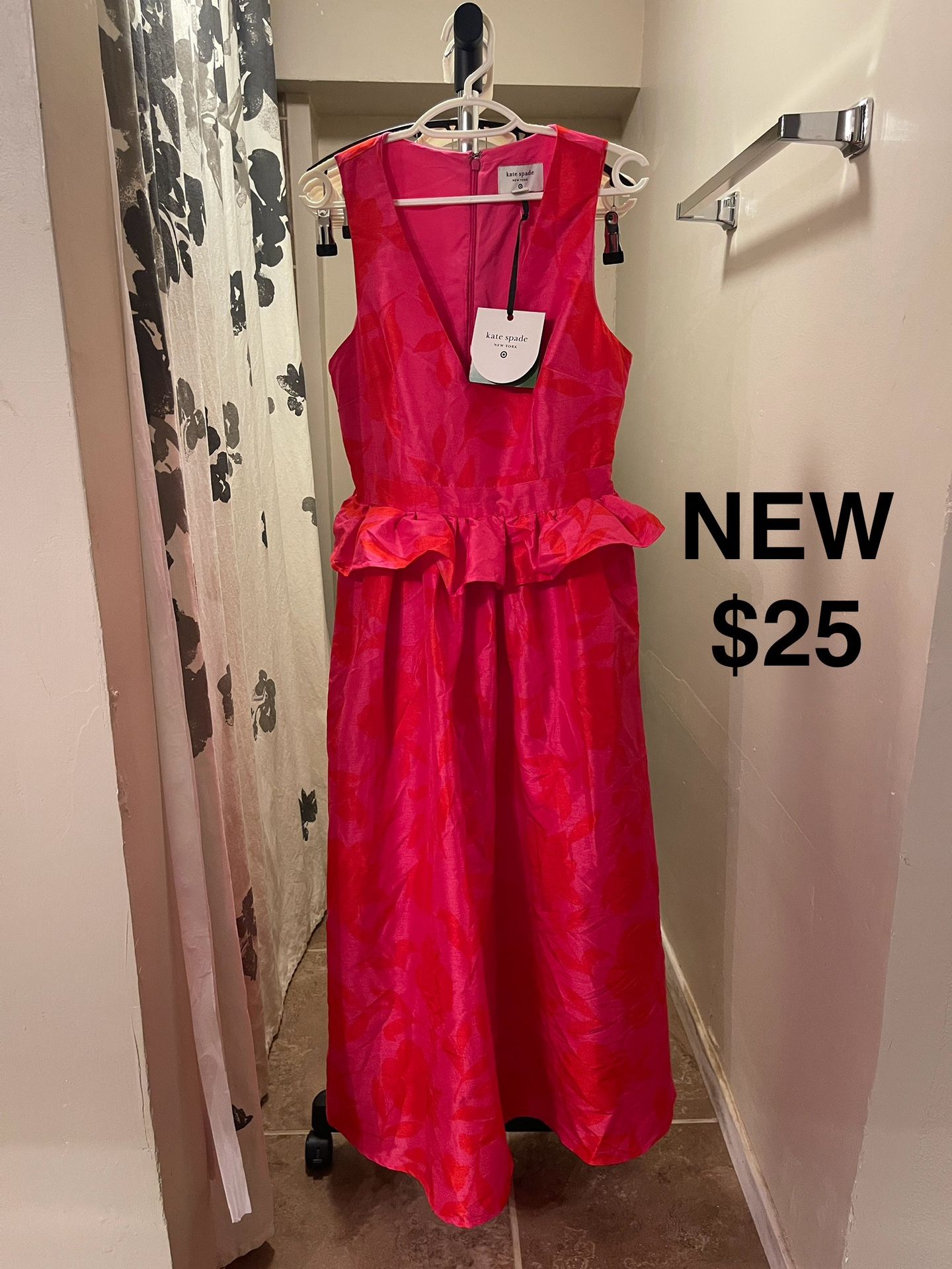 NEW Kate Spade Women's Classic Rose Peplum Midi| Dress Size 2