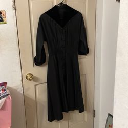 Vintage 1950s Black Rockabilly Pinup Girl Dress. Size: XS 2-3 Petite Waist: 26” USED!!