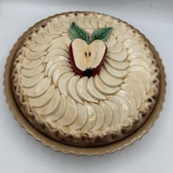 vintage ceramic apple pie keeper or covered serving dish