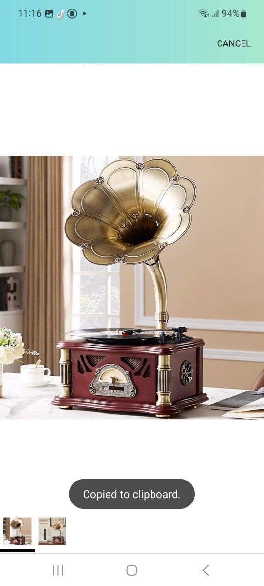 Vintage Gramophone with Bluetooth Output Vintage Record Players Retro Gramophone Turntables for 7" 9" 12" Vinyl Records 3 Speed, Hi-Fi, Handcrafted by
