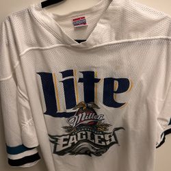 XL PHILIDELPHA EAGLES PULLOVER JERSEY W/MILLER LITE LOGO ON THE FRONT