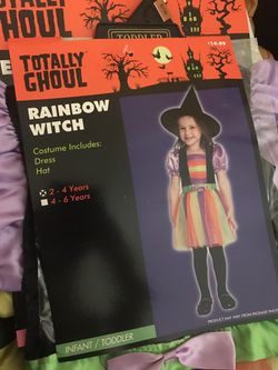 New Halloween costume rainbow witch sz 2-4