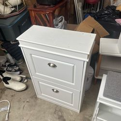 White Shoe Cabinet (2 Drawer) – Moving Sale