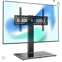 New…FITUEYES Universal TV Stand/Base Tabletop TV Stand with Mount for 40 to 75 inch Flat Screen TV 6 Level Height Adjustable,Tempered Glass Base,Holds