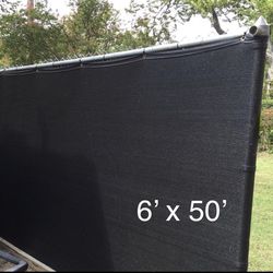 FENCE SCREEN 6'x50' Privacy SCREEN with ZIP TIES - BLACK 