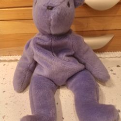 TY Old Face Teddy Violet Beanie Baby 1st Gen 1993 Vintage Collectors 