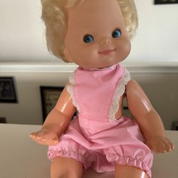 Vintage 1974 Mattel Baby That A Way Plastic Baby Doll Blonde UNTESTED