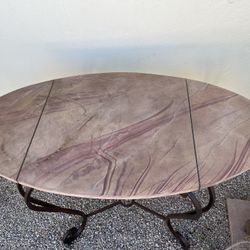 Accent table can be Used Inside or Outside with stone. Top And Base Separate For Transportation . length 48”  height 36”  depth 24 1/2 inches