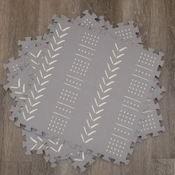 CHILDLIKE BEHAVIOR 72" x 72" Baby  Play Mat With Interlocking Floor Tiles, XX-Large Grey