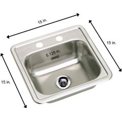 2 Sink. Elkay NES15152 Neptune Top Mount 2 Hole Single Bowl Kitchen Sink Stainless Steel
