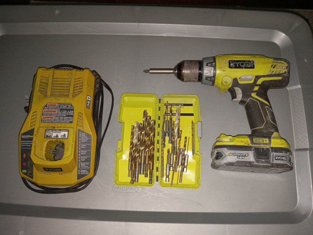 Ryobi Drill .. Charger .. And Bits ($50)